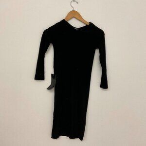 Bebe Round Neck Jersey Bodycon Dress Long Sleeve Size M Black